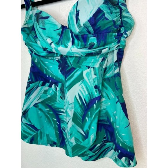 Soma women's 34B green tropical print tankini swim top underwire pin up style - Picture 2 of 6